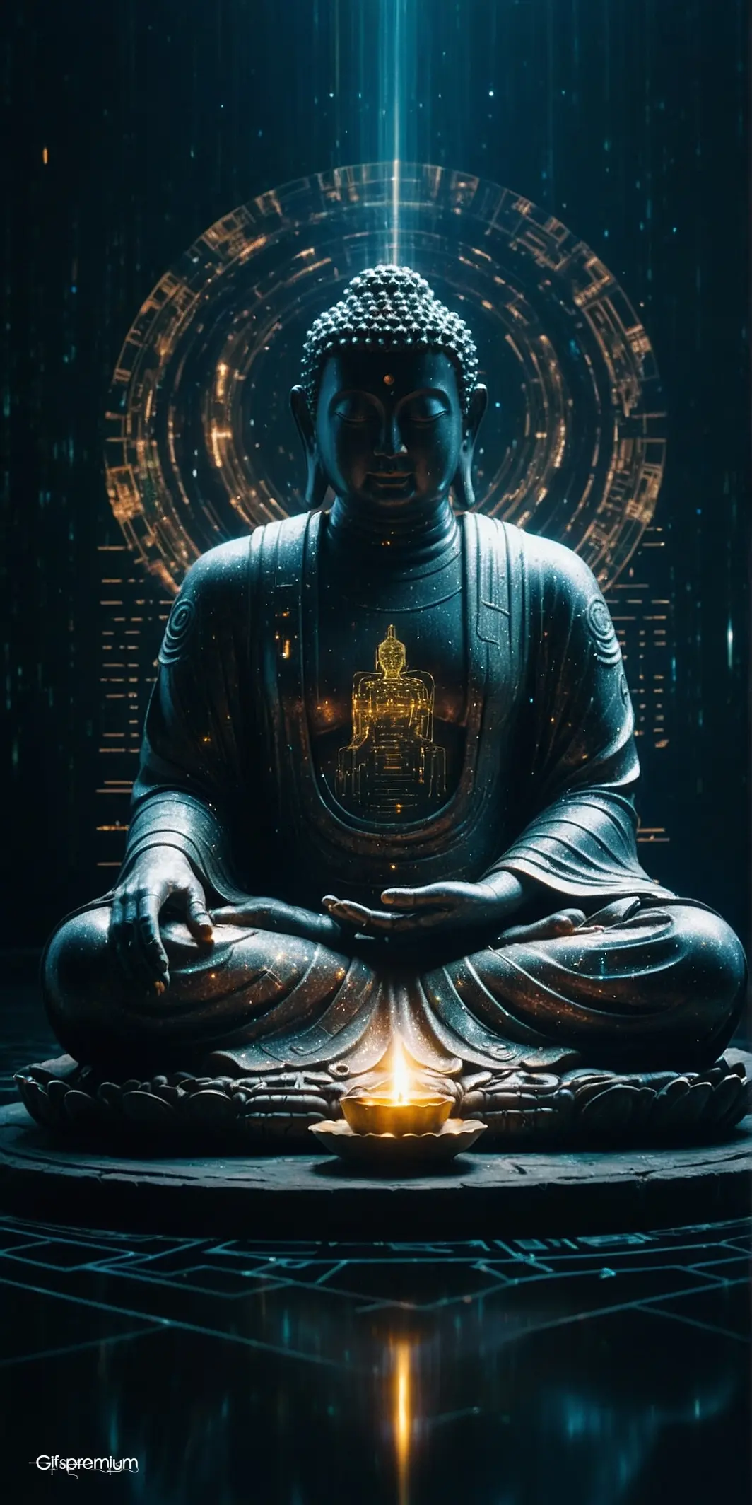 Ancient buddha meditating 1 wallpaper phone 4K Gifspremium