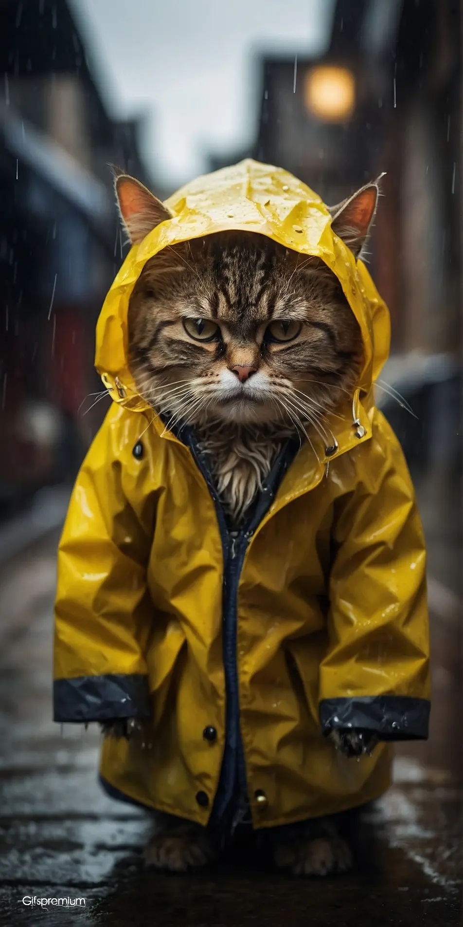 Angry cat rain wallpaper phone 4K Gifspremium