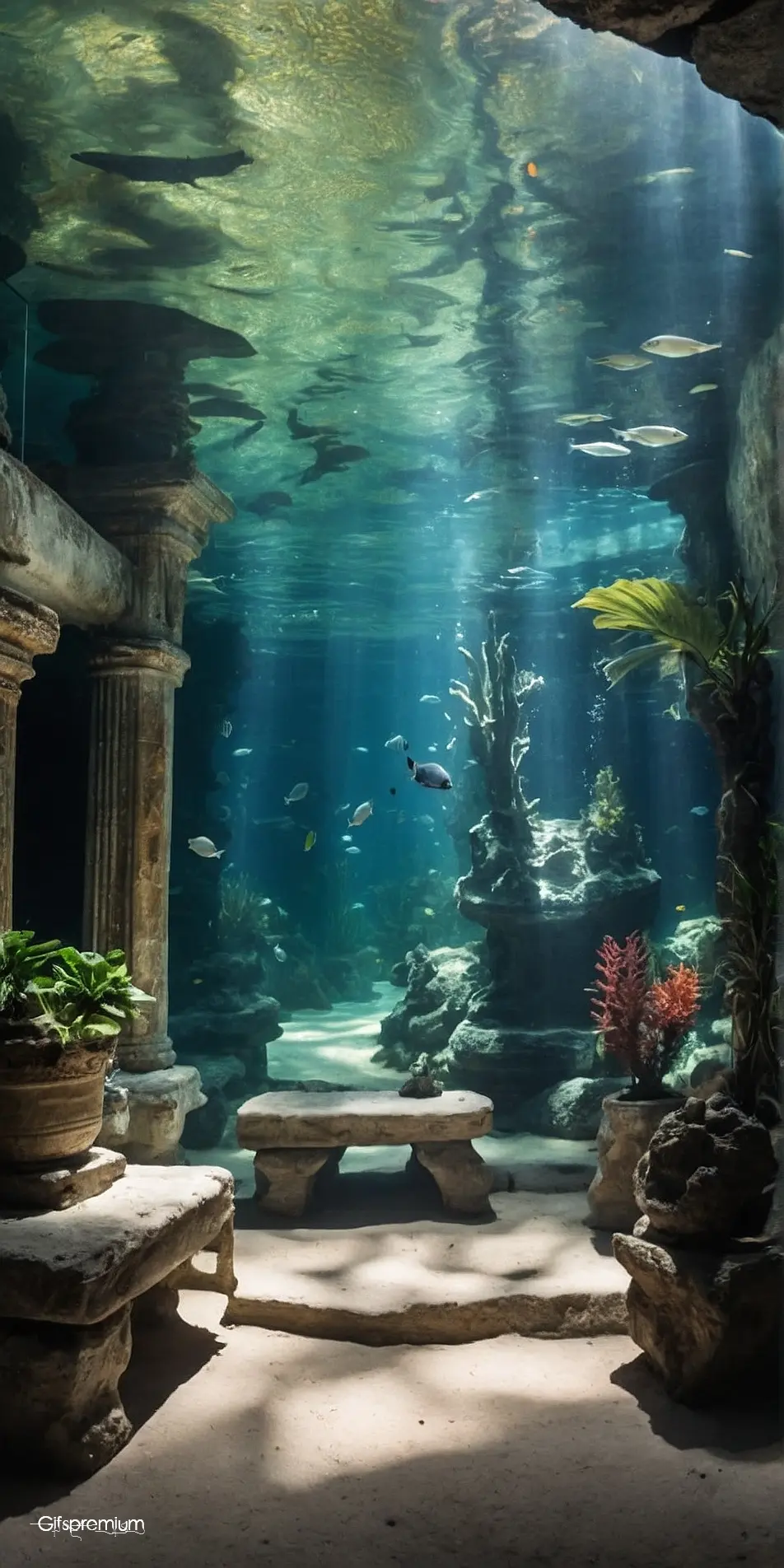 Aquarium inspiring 1 wallpaper phone 4K Gifspremium