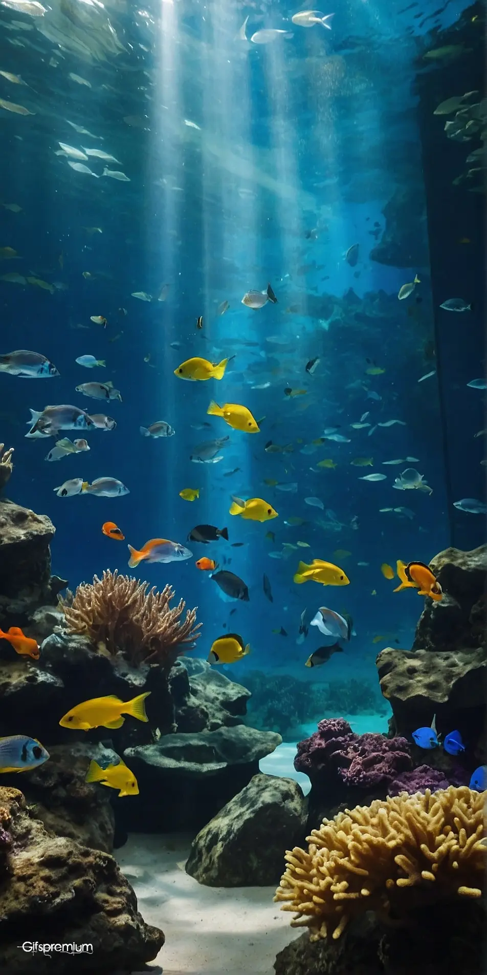 Biggest aquarium colorful fish wallpaper phone 4K Gifspremium