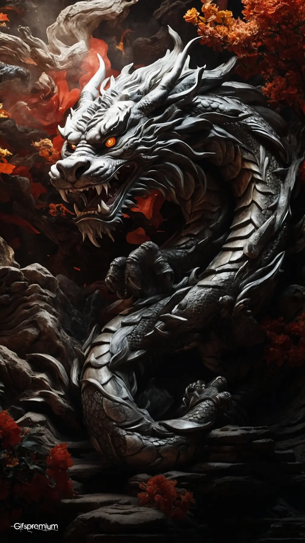 Black dragon wallpaper phone 4K Gifspremium