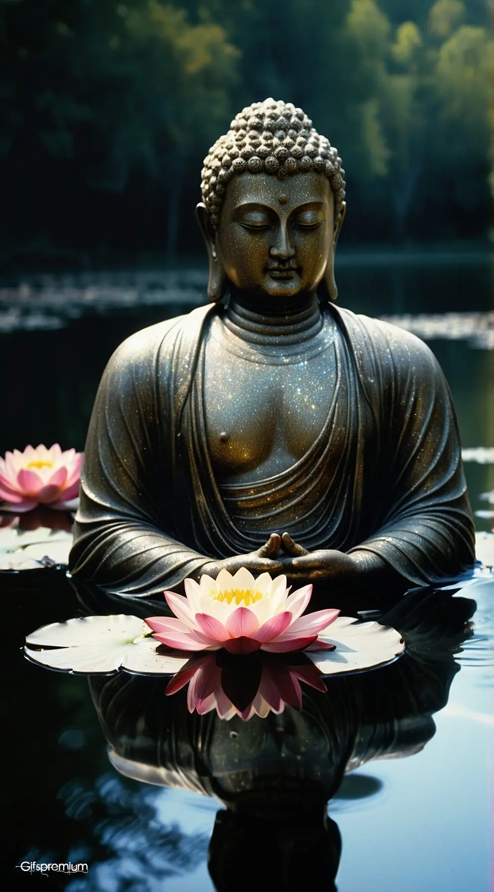 Buddha lotus meditation 1 wallpaper phone 4K Gifspremium