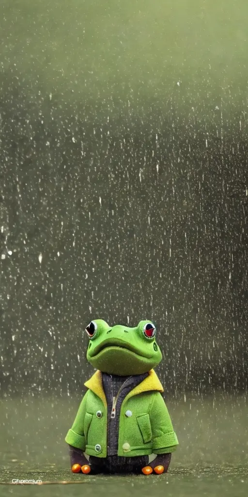 Cute frog rain wallpaper phone 4K Gifspremium