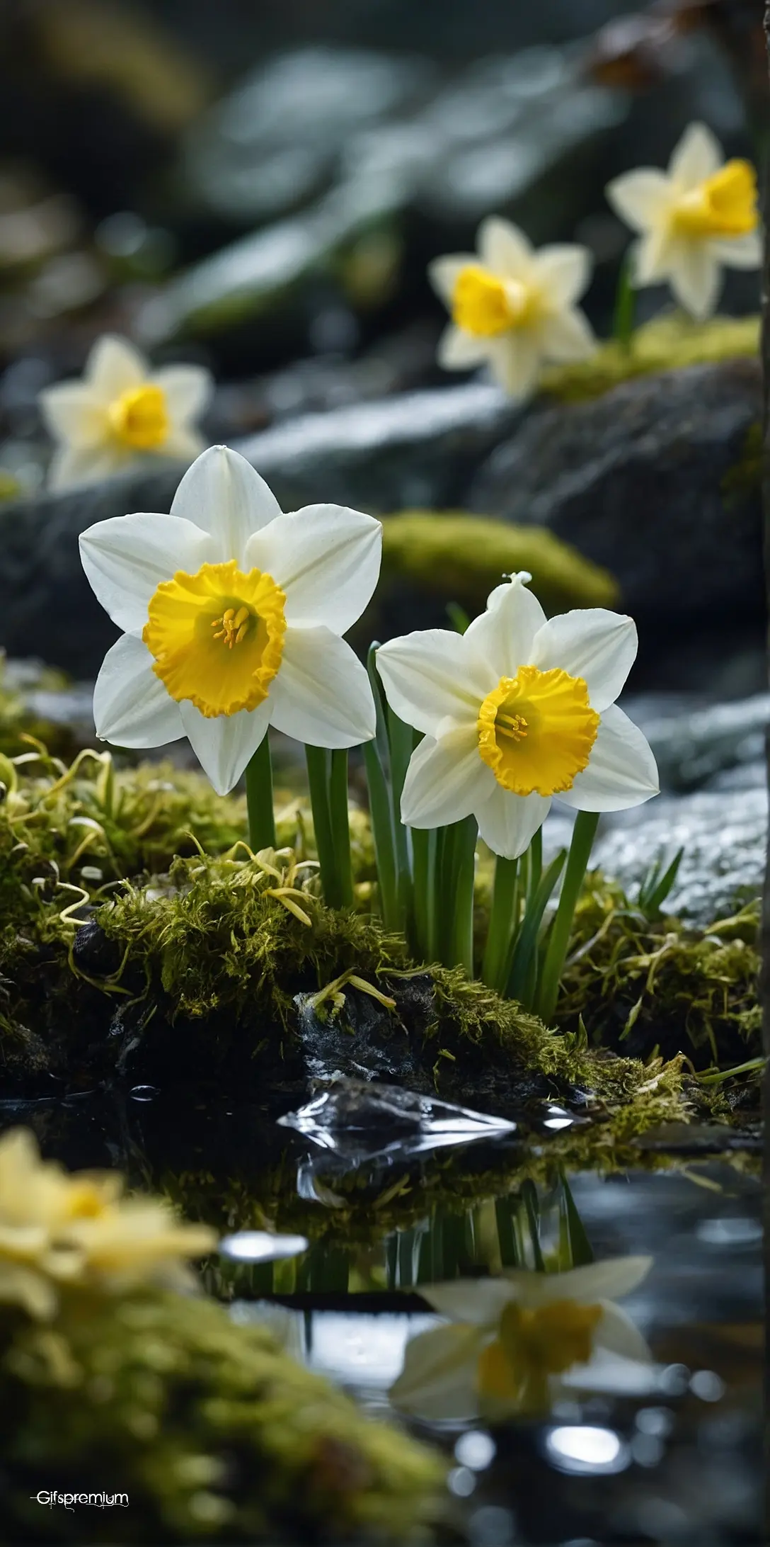 Daffodils flowers1 wallpaper phone 4K Gifspremium