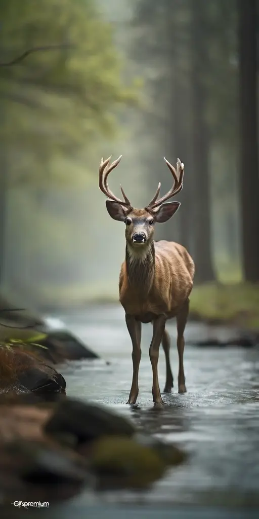 Deer in forest 1 wallpaper phone 4K Gifspremium