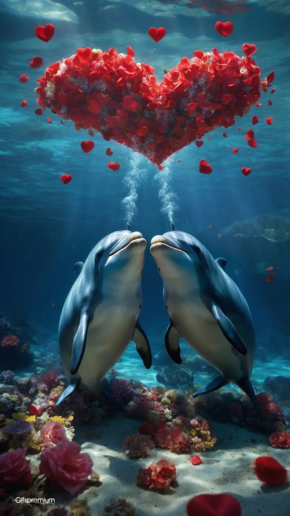 Dolphin love 1 wallpaper phone 4K Gifspremium