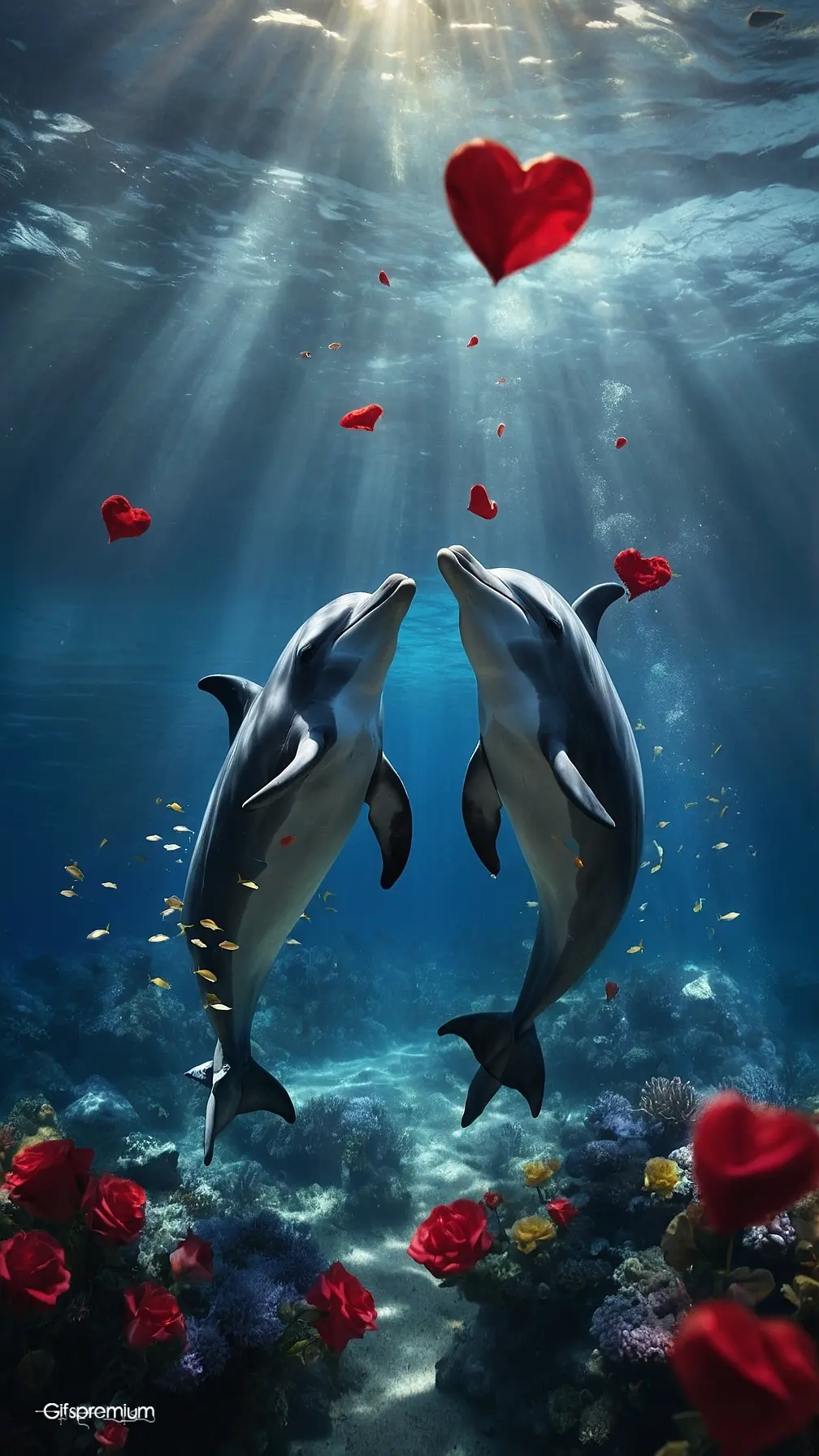 Dolphin love 2 wallpaper phone 4K Gifspremium