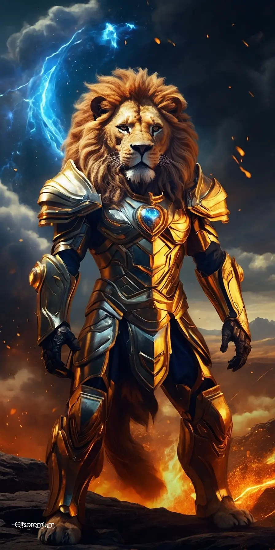 Fantasy lion 2 wallpaper phone 4K Gifspremium