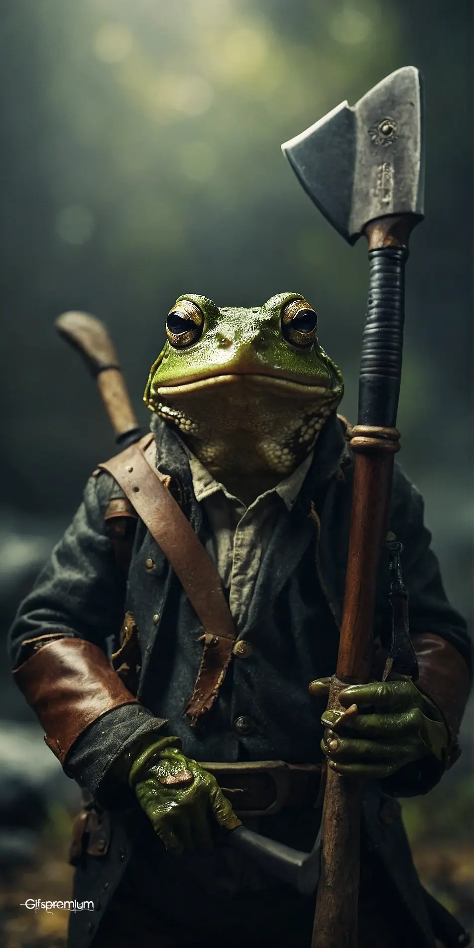 Frog holding 1 wallpaper phone 4K Gifspremium