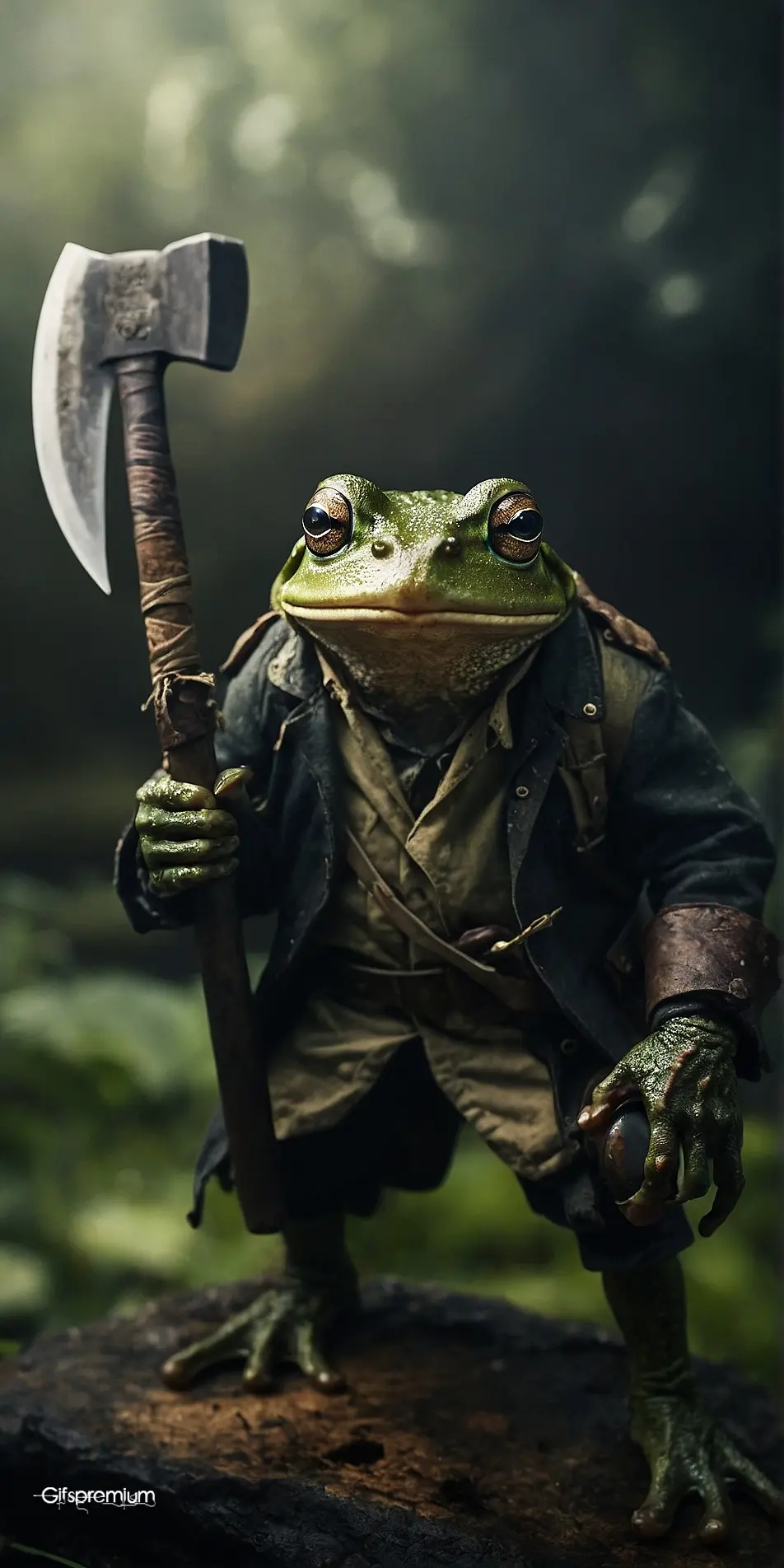 Frog holding 2 wallpaper phone 4K Gifspremium