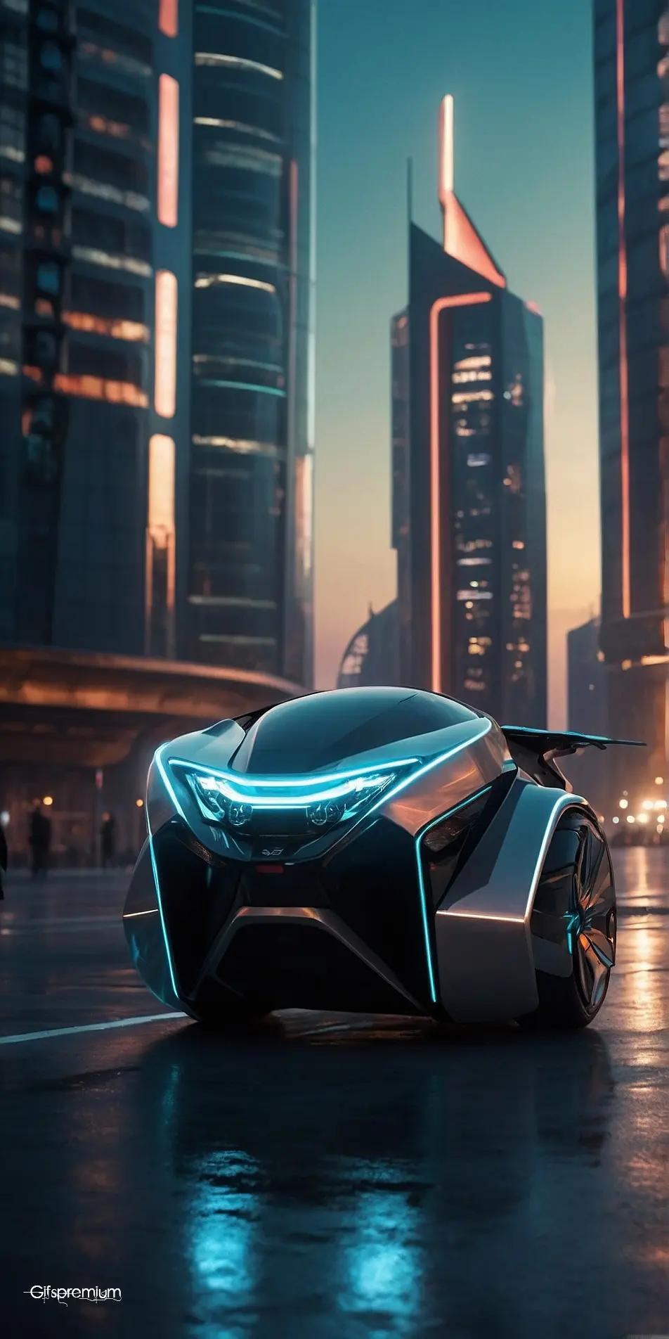 Futuristic cityscape car wallpaper phone 4K Gifspremium