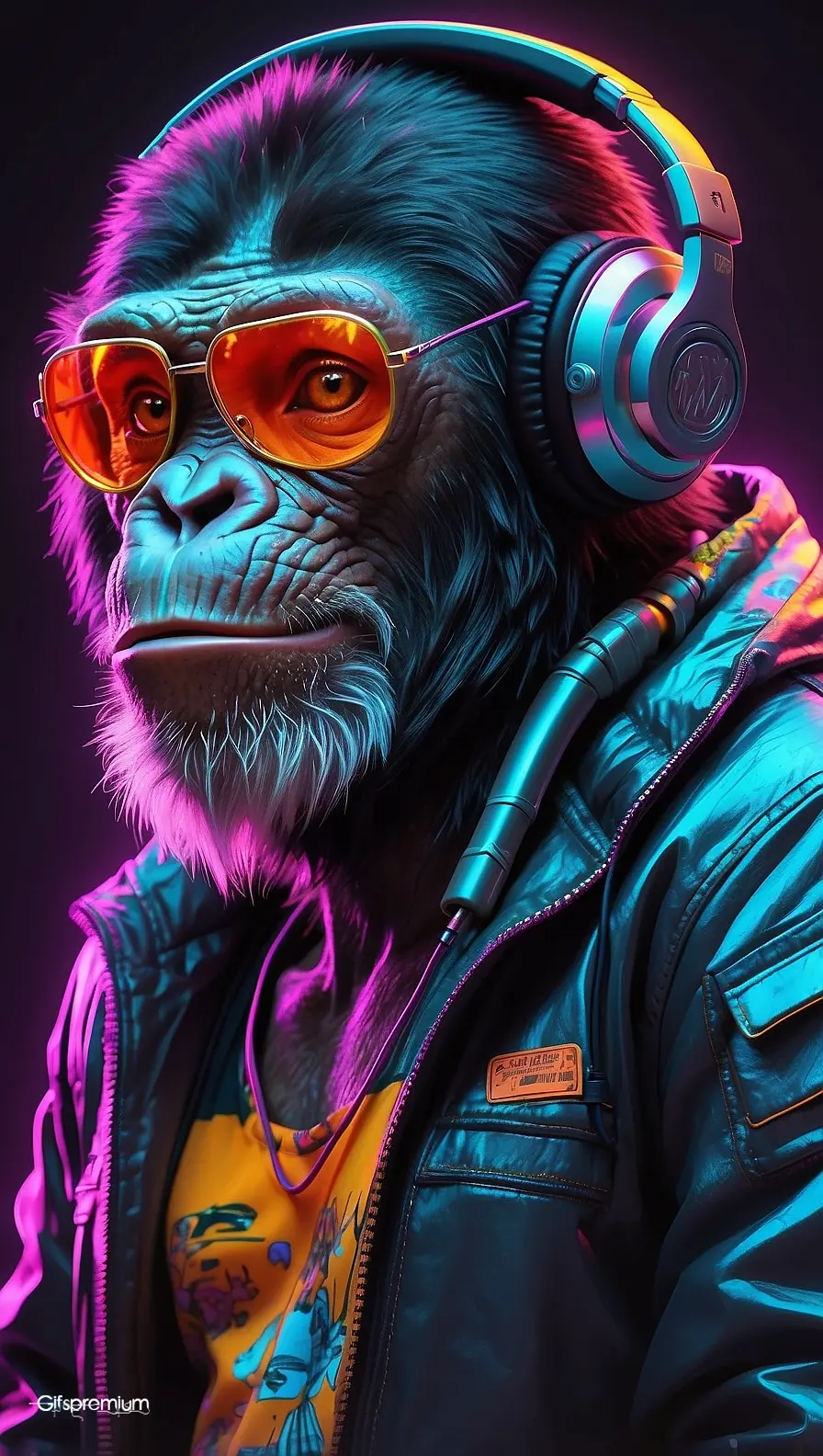 Futuristic monkey 1 wallpaper phone 4K Gifspremium