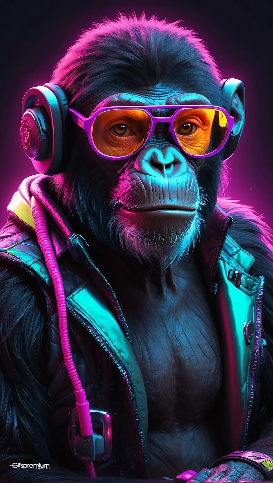 Futuristic monkey 2 wallpaper phone 4K Gifspremium