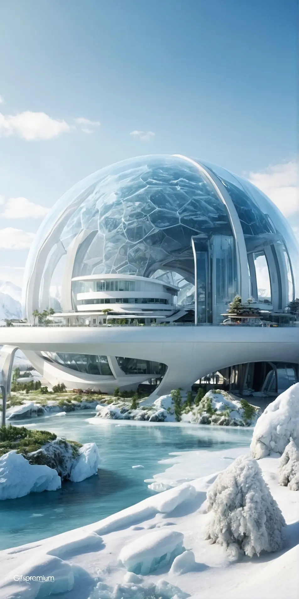 Futuristic town dome 1 wallpaper phone 4K Gifspremium