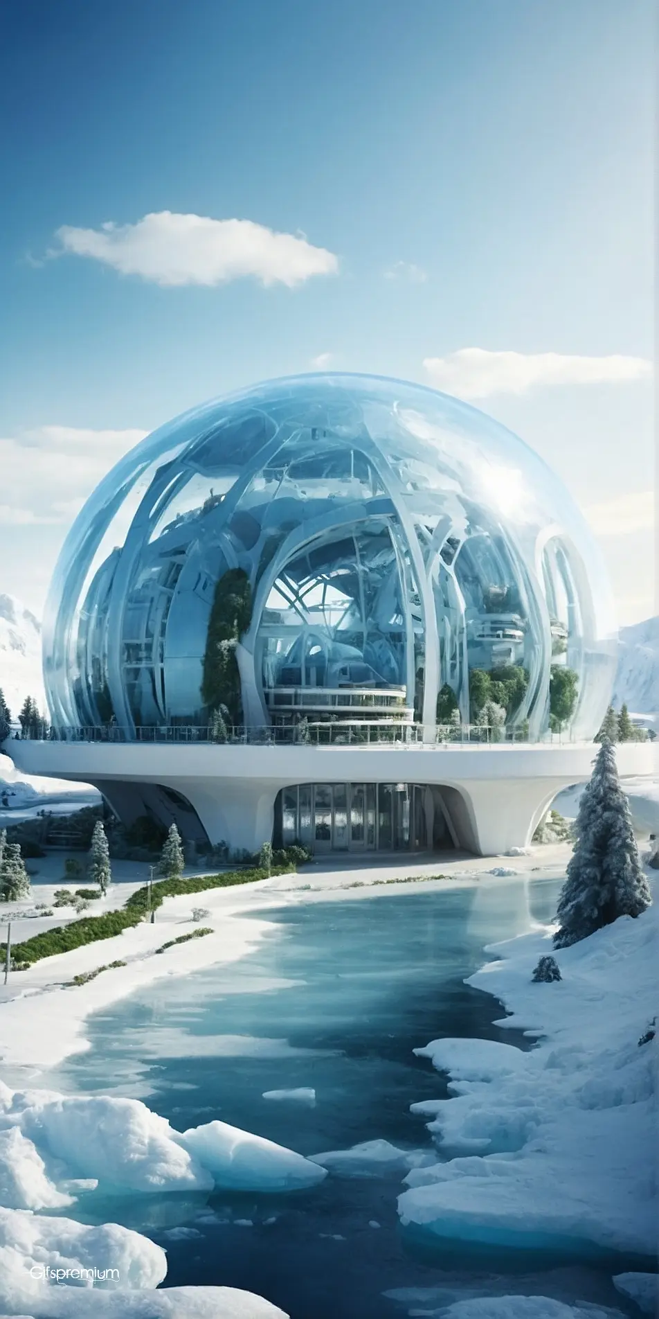 Futuristic town dome 2 wallpaper phone 4K Gifspremium