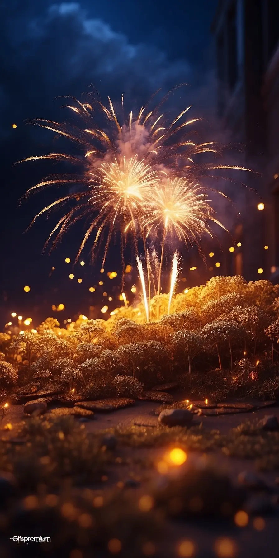 Golden fireworks1 wallpaper phone 4K Gifspremium