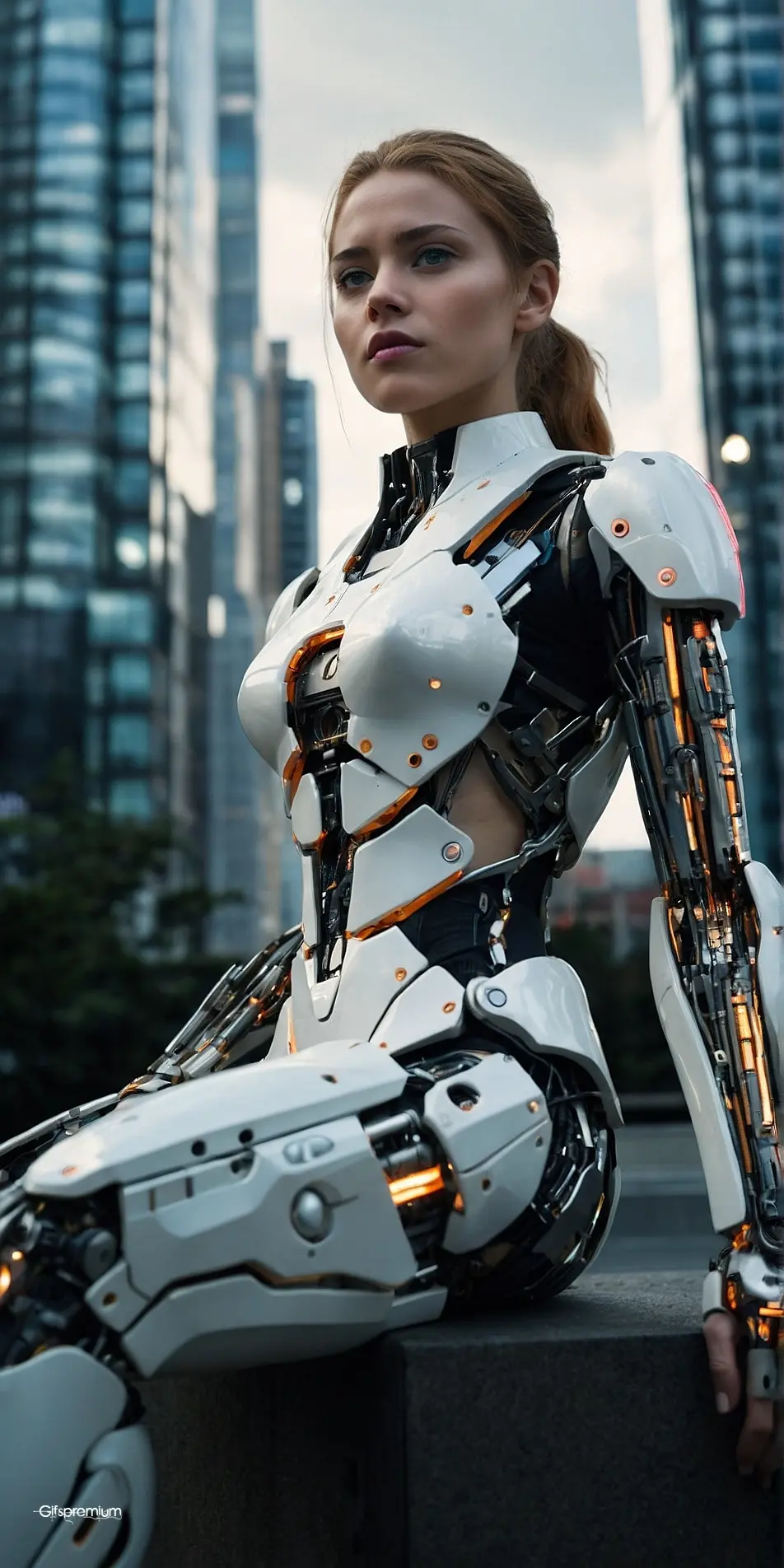 Humanoid girl 2 wallpaper phone 4K Gifspremium