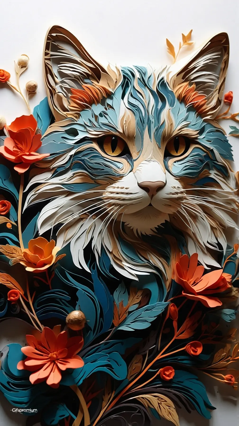 Illustration cat 1 wallpaper phone 4K Gifspremium