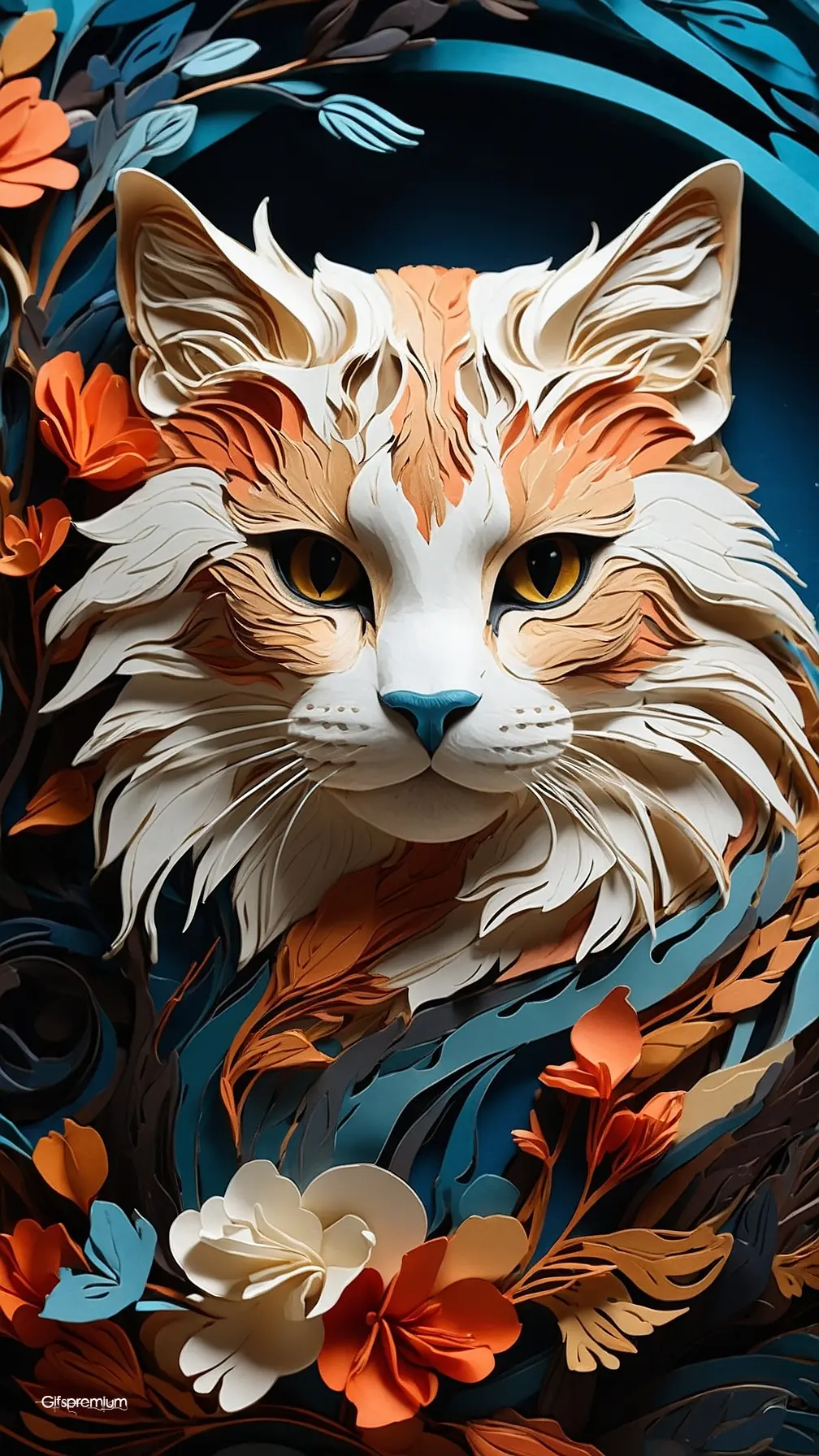 Illustration cat 2 wallpaper phone 4K Gifspremium