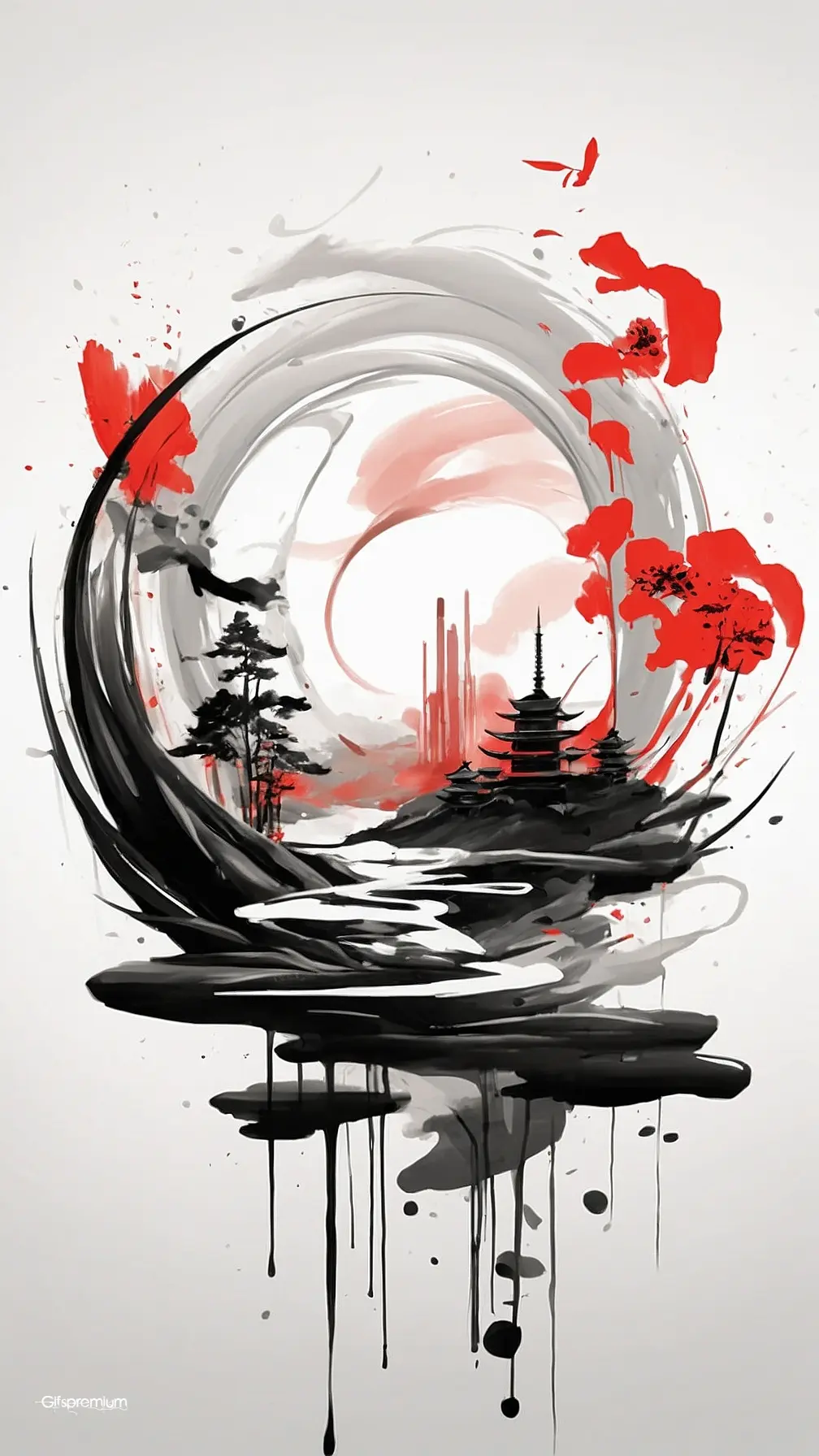 Japanese zen style 1 wallpaper phone 4K Gifspremium