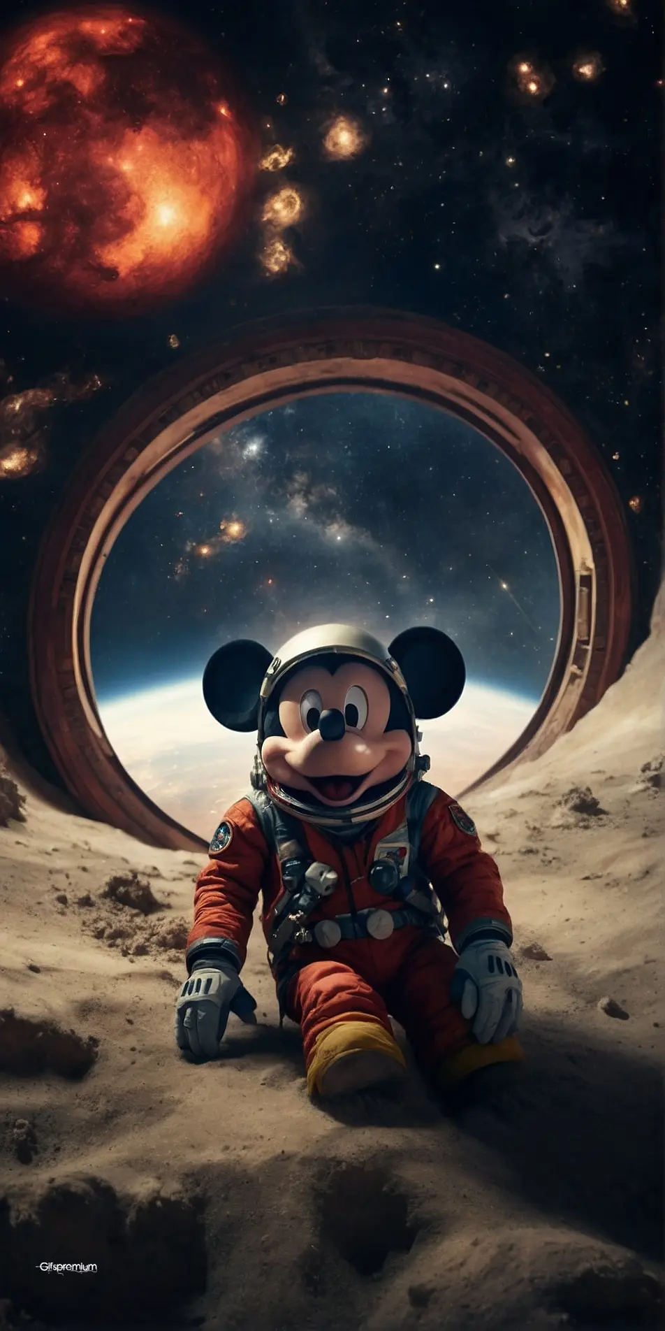 Mickey mouse in space2 wallpaper phone 4K Gifspremium