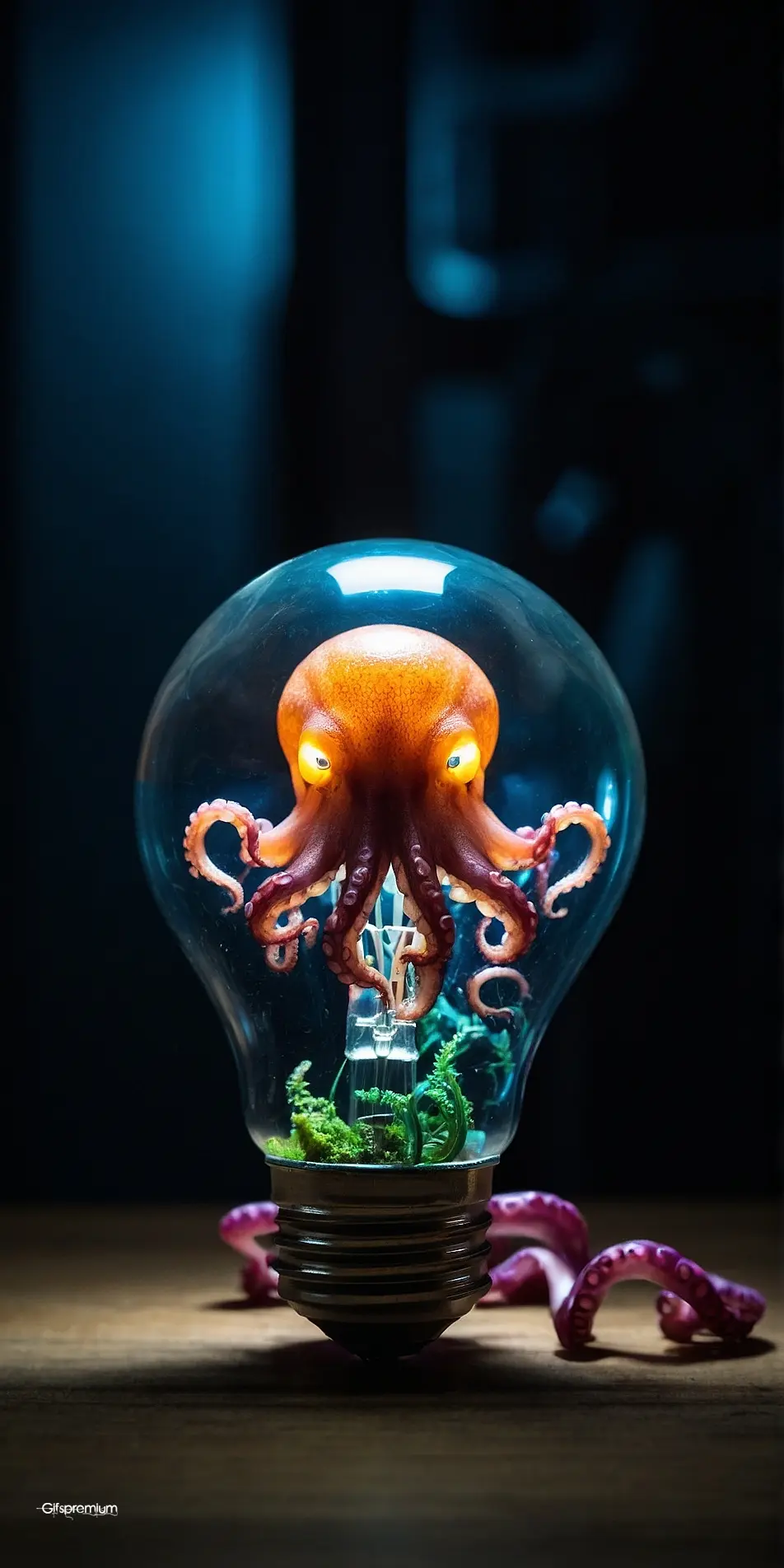 Octopus bulb 1 wallpaper phone 4K Gifspremium