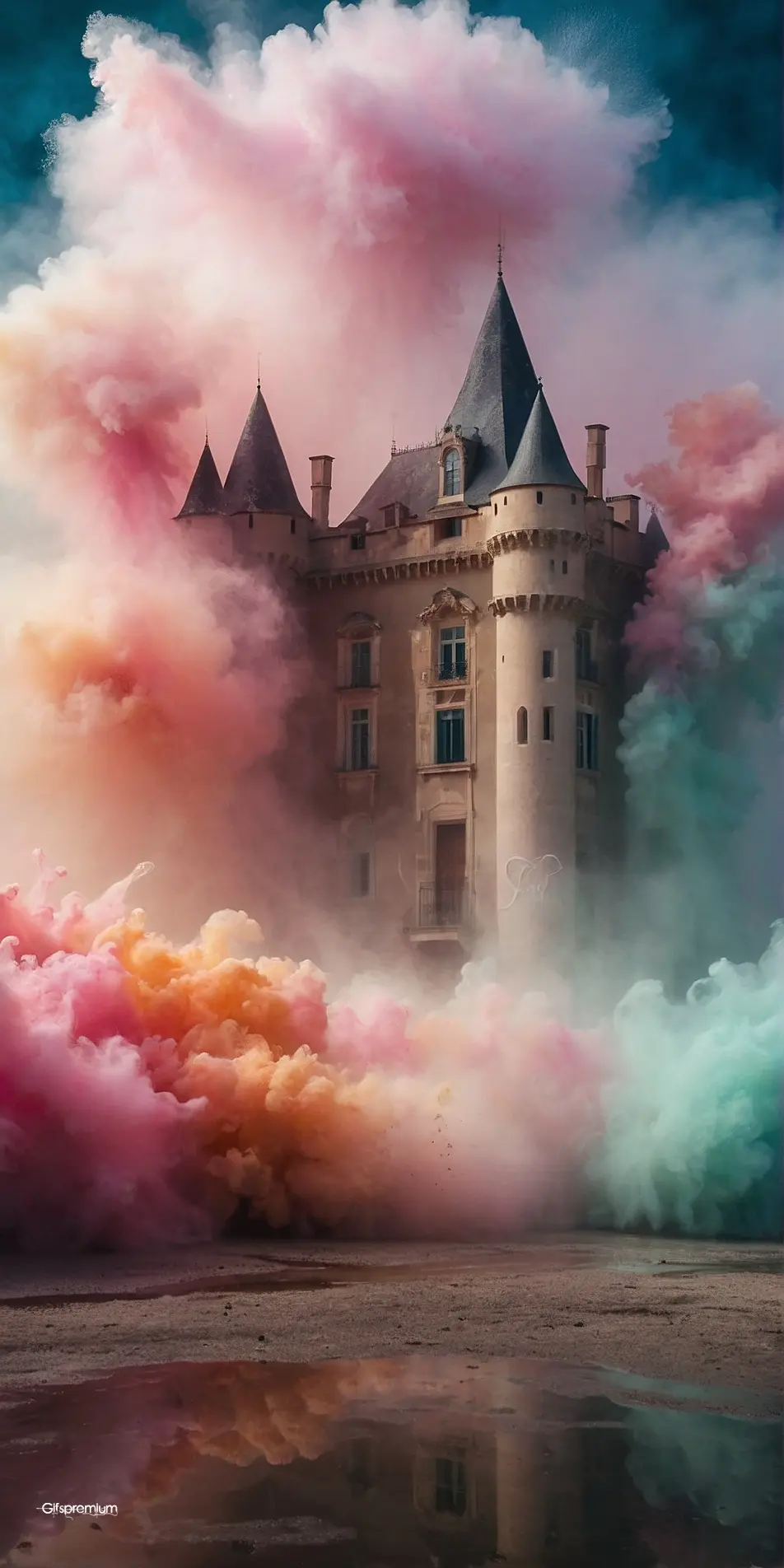 Pastel colors castle wallpaper phone 4K Gifspremium