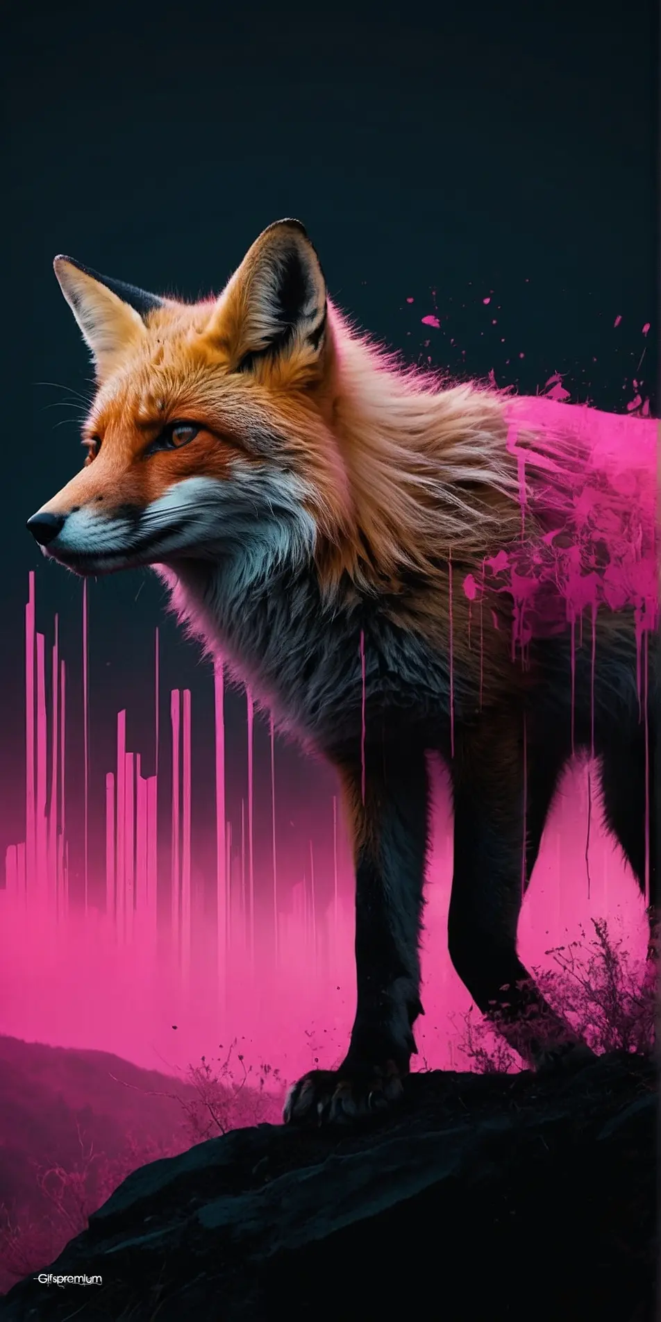 Pink fox2 wallpaper phone 4K Gifspremium