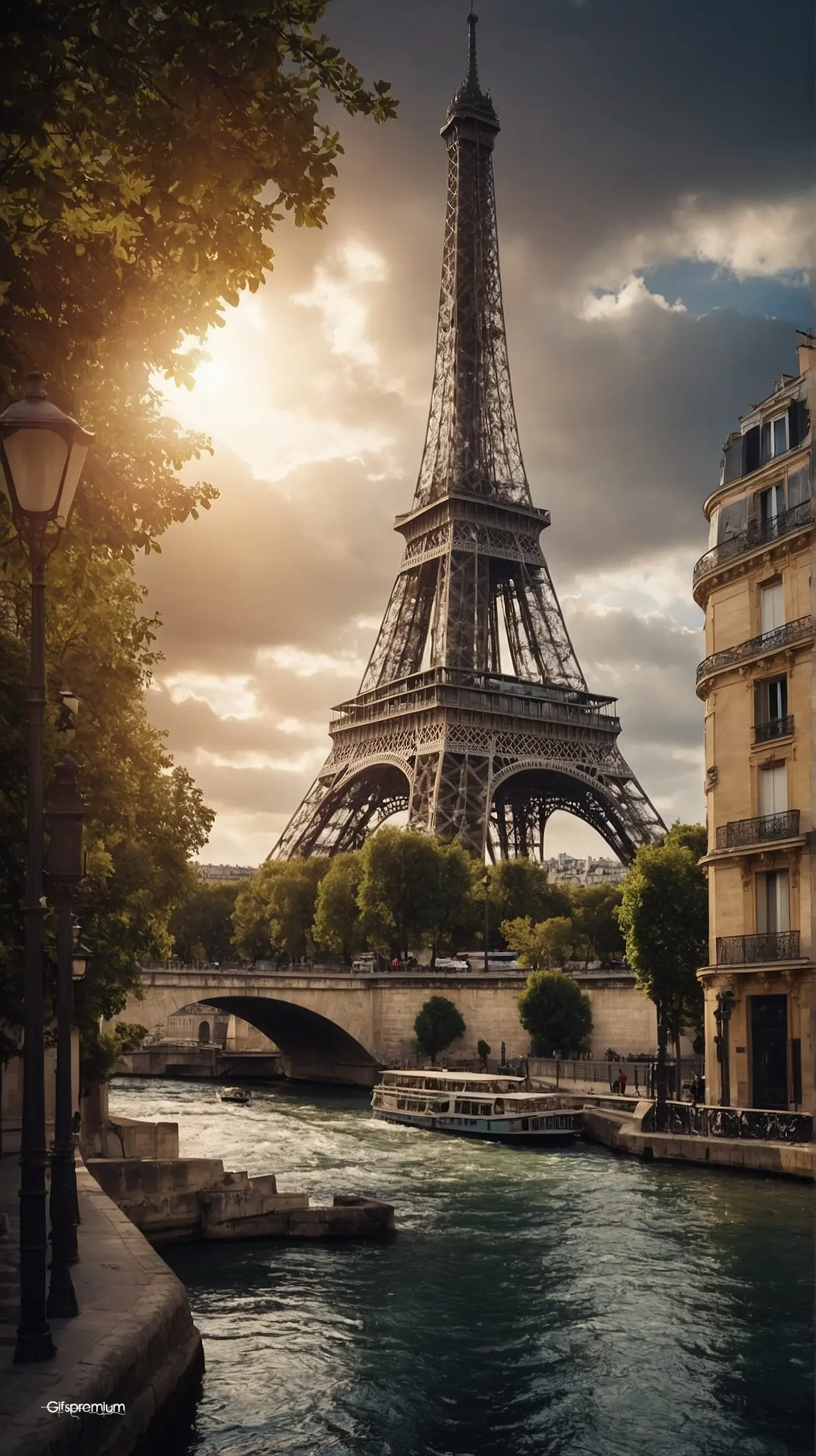 Poster Eiffel tower wallpaper phone 4K Gifspremium