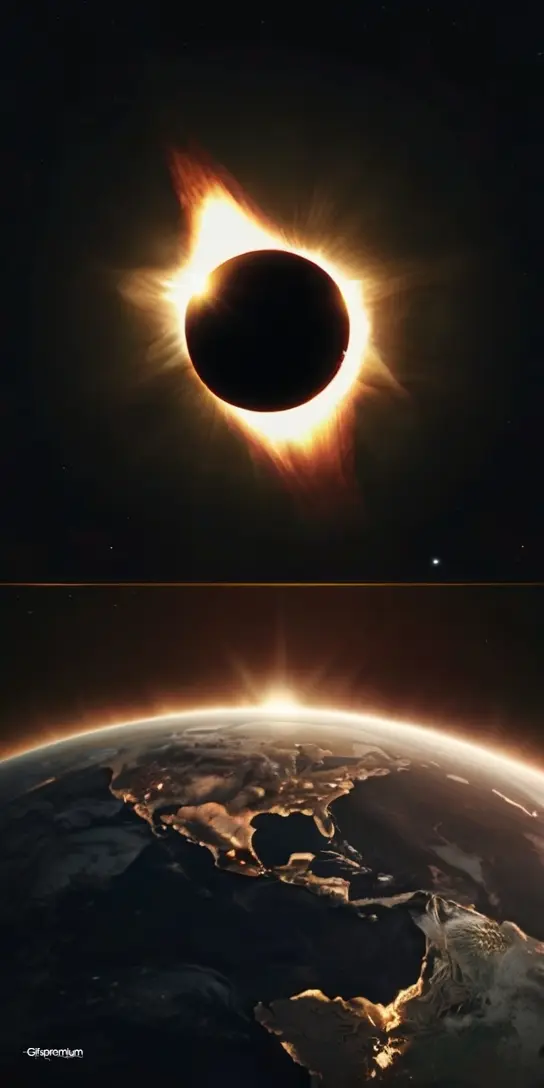 Solar eclipse from earth wallpaper phone 4K Gifspremium