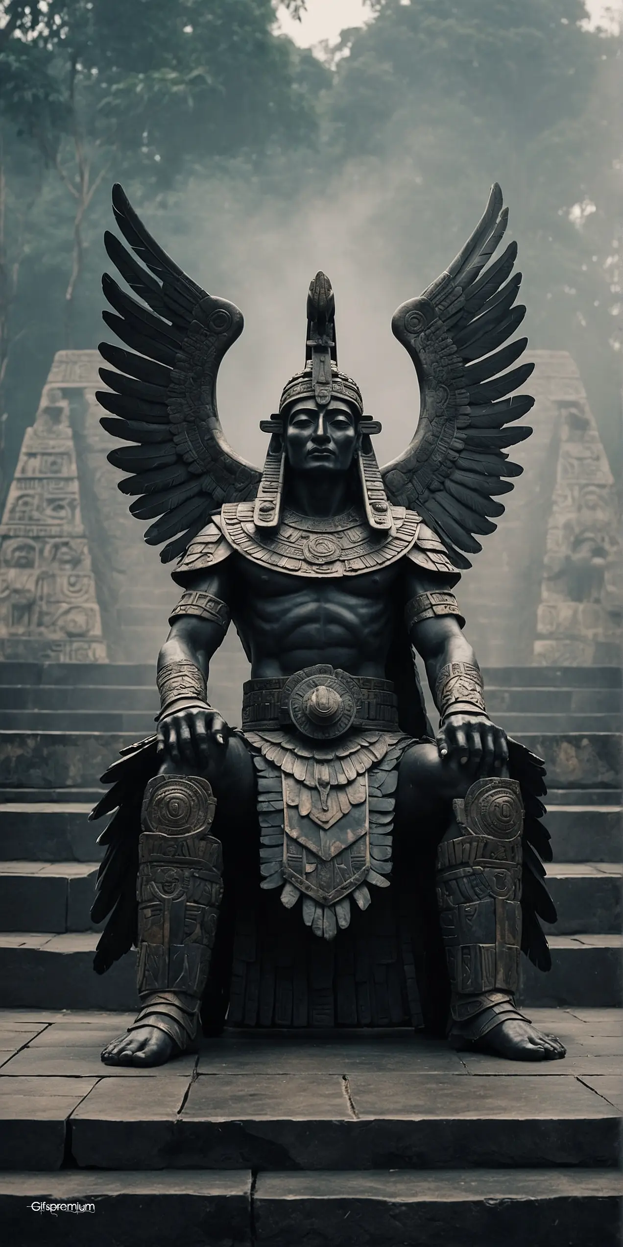 Statue of aztec wallpaper phone 4K Gifspremium