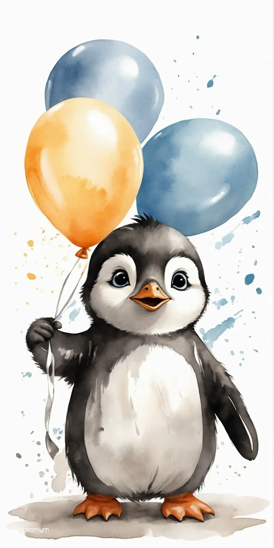 Wash painting penguin wallpaper phone 4K Gifspremium