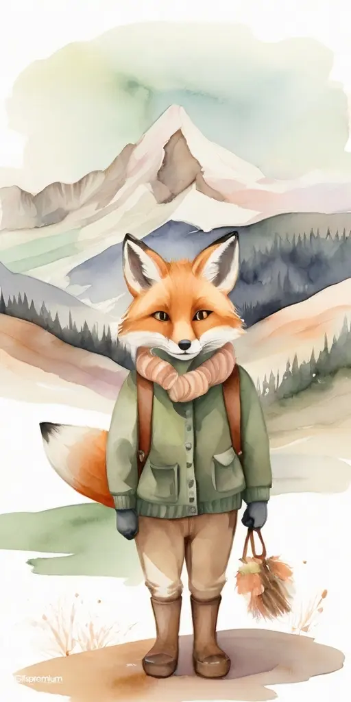 Watercolor fox1 wallpaper phone 4K Gifspremium