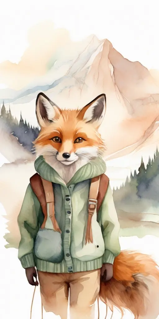 Watercolor fox2 wallpaper phone 4K Gifspremium