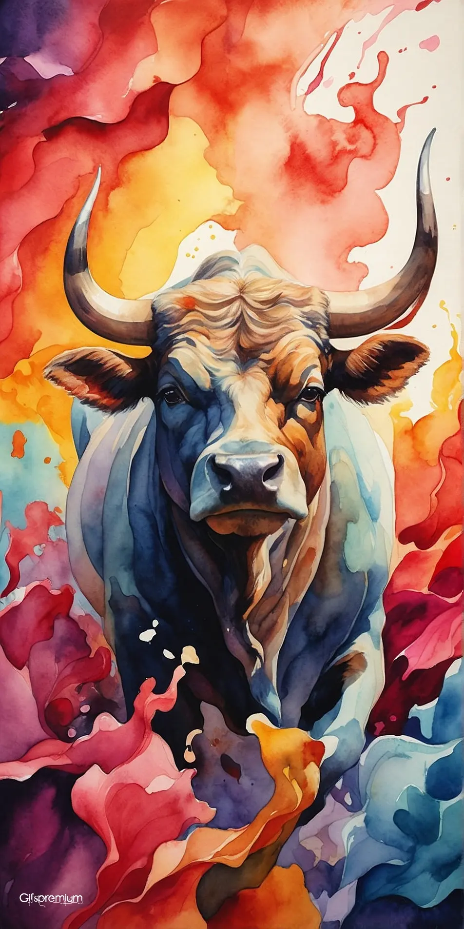 Watercolor painting of Bullish 1 wallpaper phone 4K Gifspremium