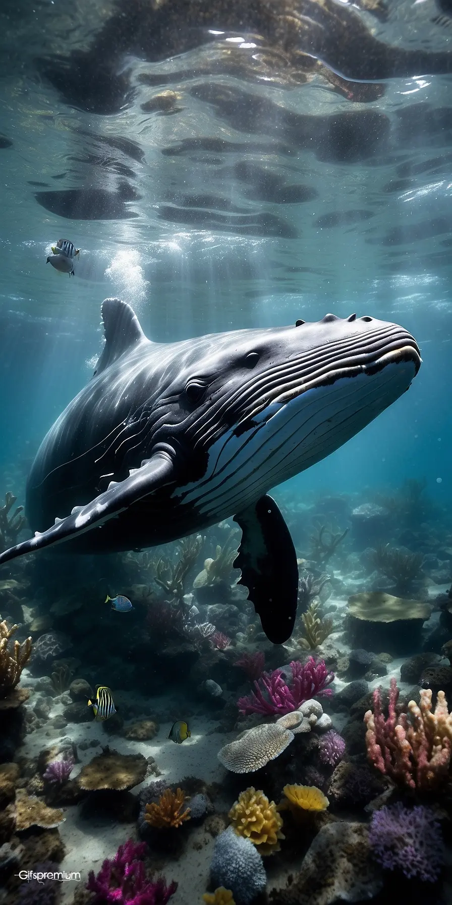 Whale underwater 2 wallpaper phone 4K Gifspremium