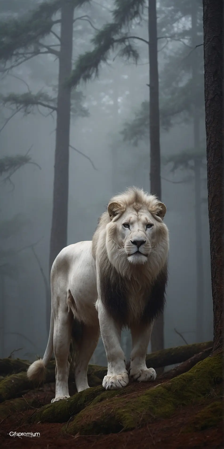 White lion forest wallpaper phone 4K Gifspremium