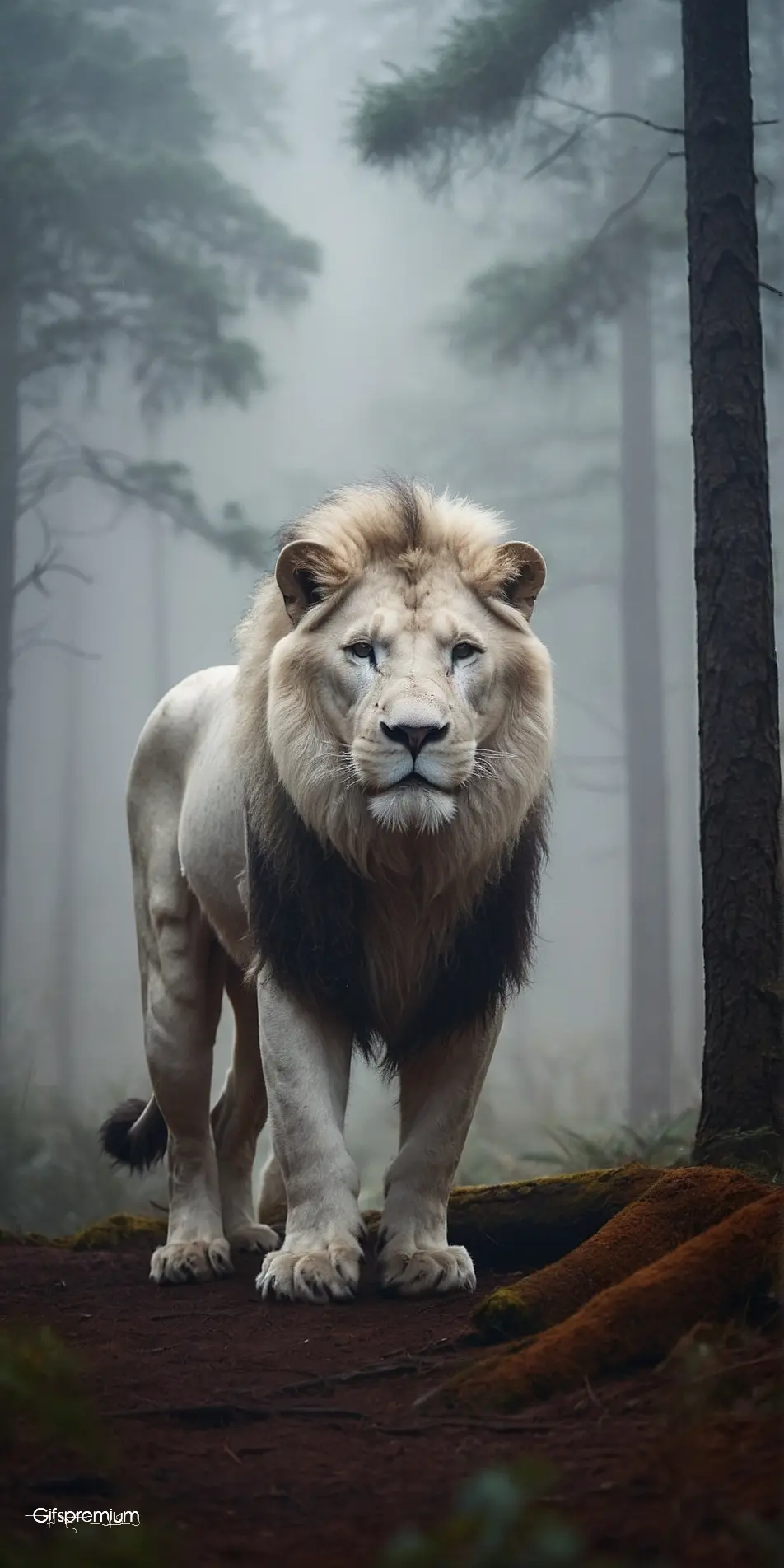 White lion forest2 wallpaper phone 4K Gifspremium